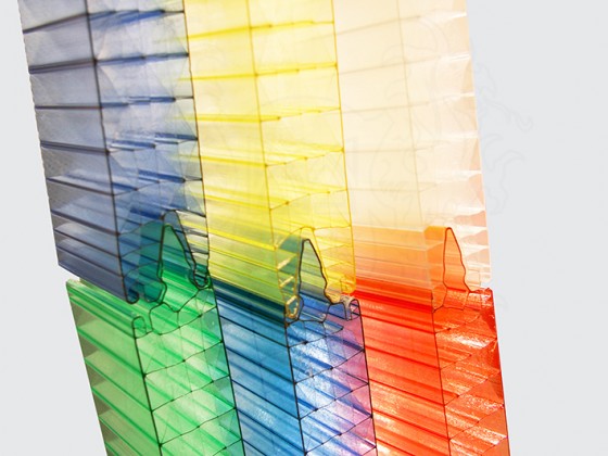 Замковая фасадная поликарбонатная панель LEXAN (Австрия) толщиной 40 мм, синий